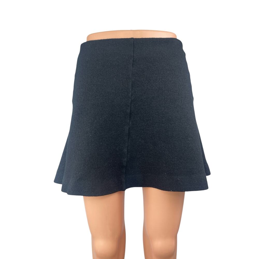 COS Black Wool High Waisted Back Zip Flounce Mini Skater Flare A-Line Skirt Sz M